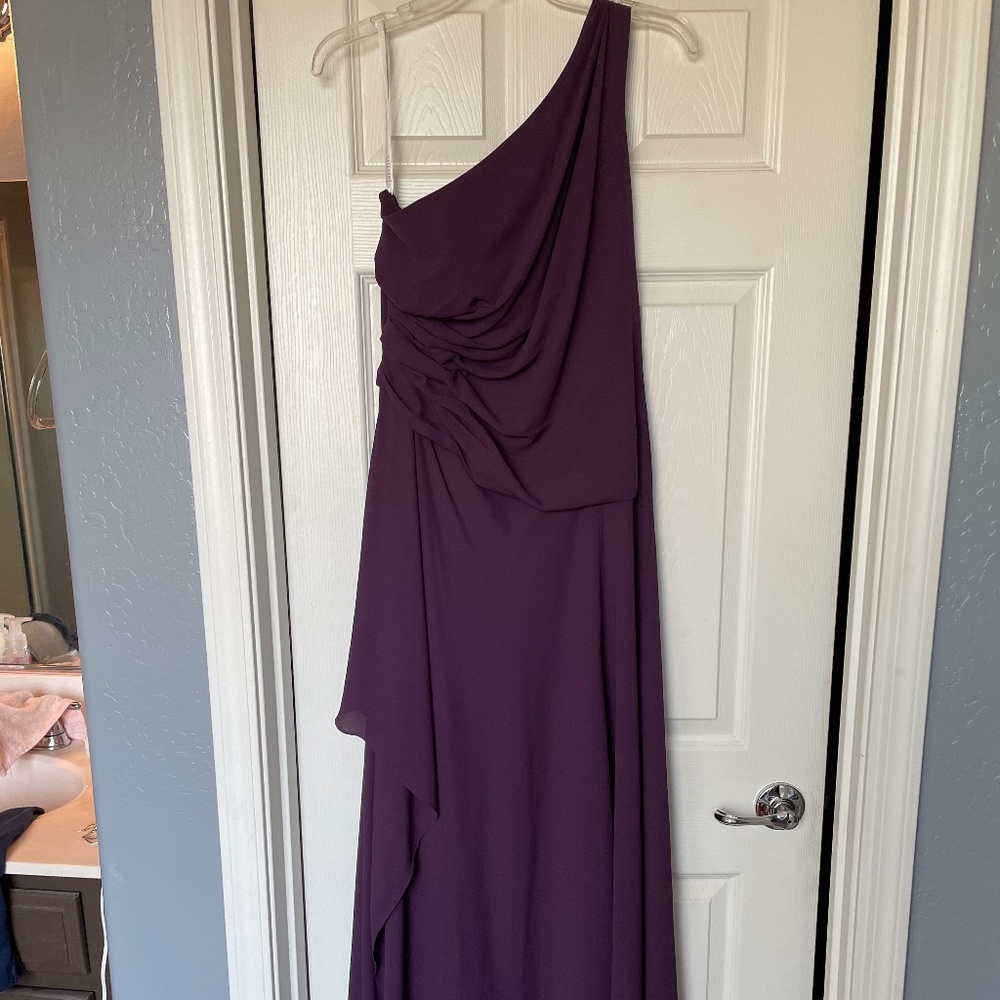 Gown, plum color, David’s Bridal 14